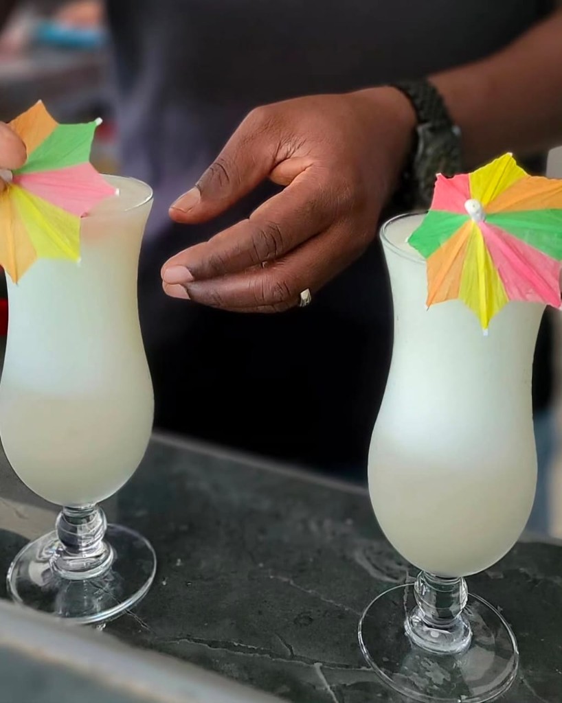 Coconut cocktails served at the bar